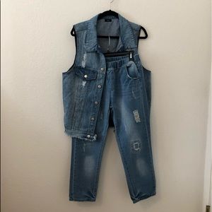 Jean vest and mom jean combo